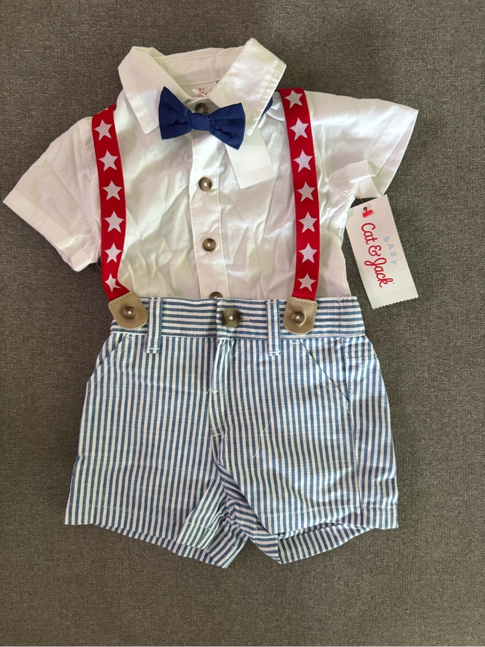 NWT Cat & Jack 4th of July Patriotic American Outfit Red White Blue 6-9 Months